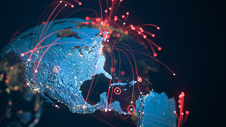 imagem conceito do planeta com ligações entre paises